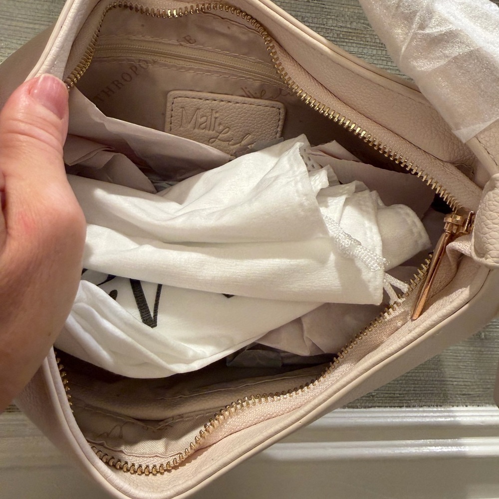 NWT new Anthropologie Mali + Lili Marissa bow shoulder bag cream faux leather - Picture 13 of 17